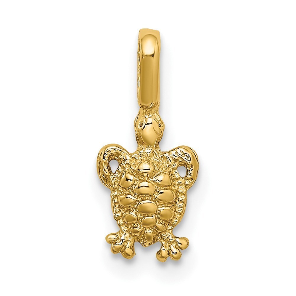 14k Yellow Gold Mini Sea Turtle with Fixed Bail Necklace Charm Pendant